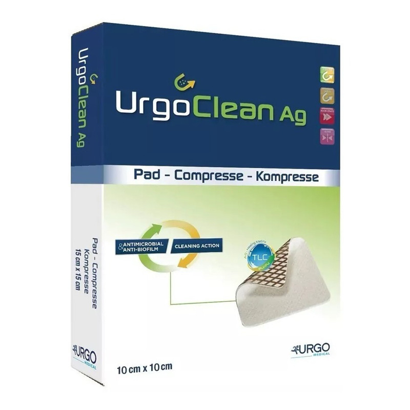 thumbnail image 2 of Urgoclean AG Wound Dressing – 10cm X 10cm, Antimicrobial, First Aid, 10 Dressings 2 of 4